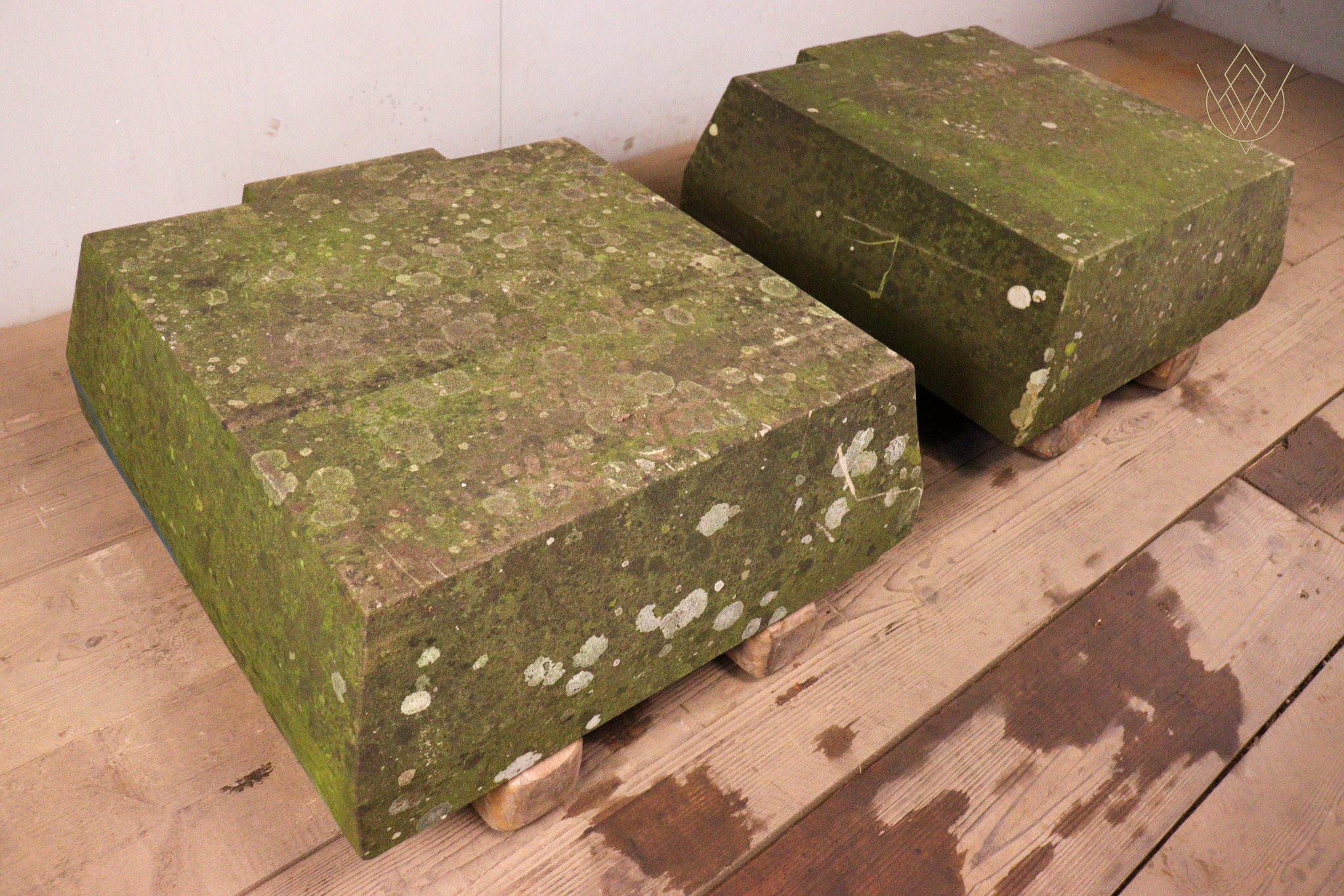 Pair of Large Sandstone Pier Caps - WM12362