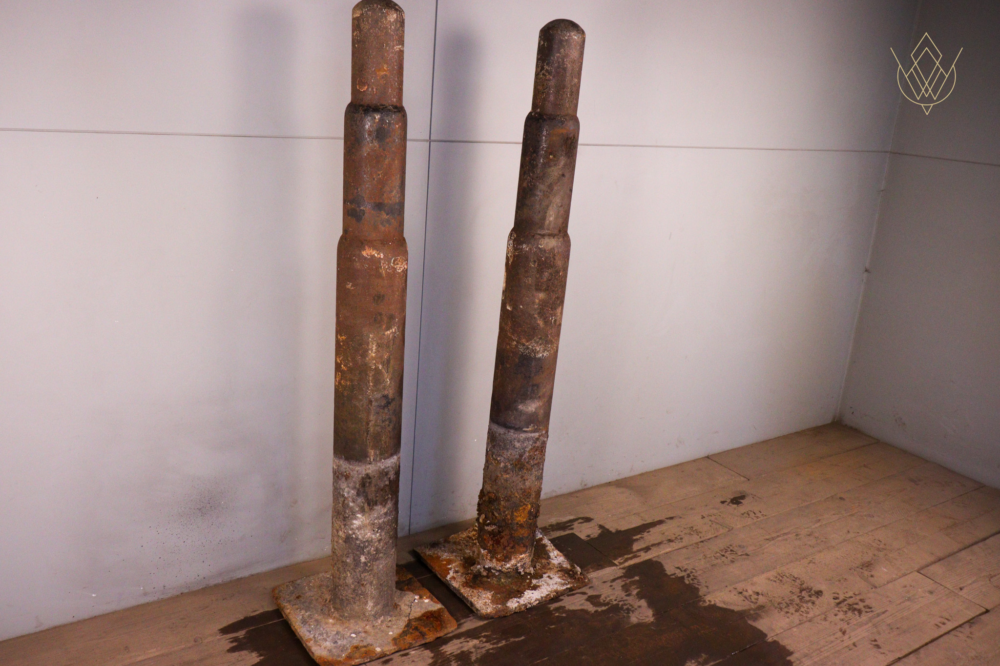 Pair of Reclaimed Cast Iron Bollards - WM12379