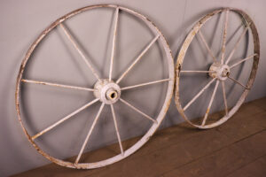 Pair of Cast Iron Reclaimed Cart Wheels - WM12396