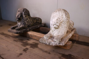 Pair of Cast Stone Lions - WM12453