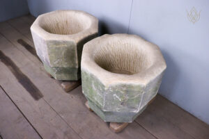 Pair of Reclaimed Hexagonal Stone Troughs - WM12478