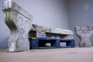 Ornate Carved Granite Plinths/Bench Ends - WM12499