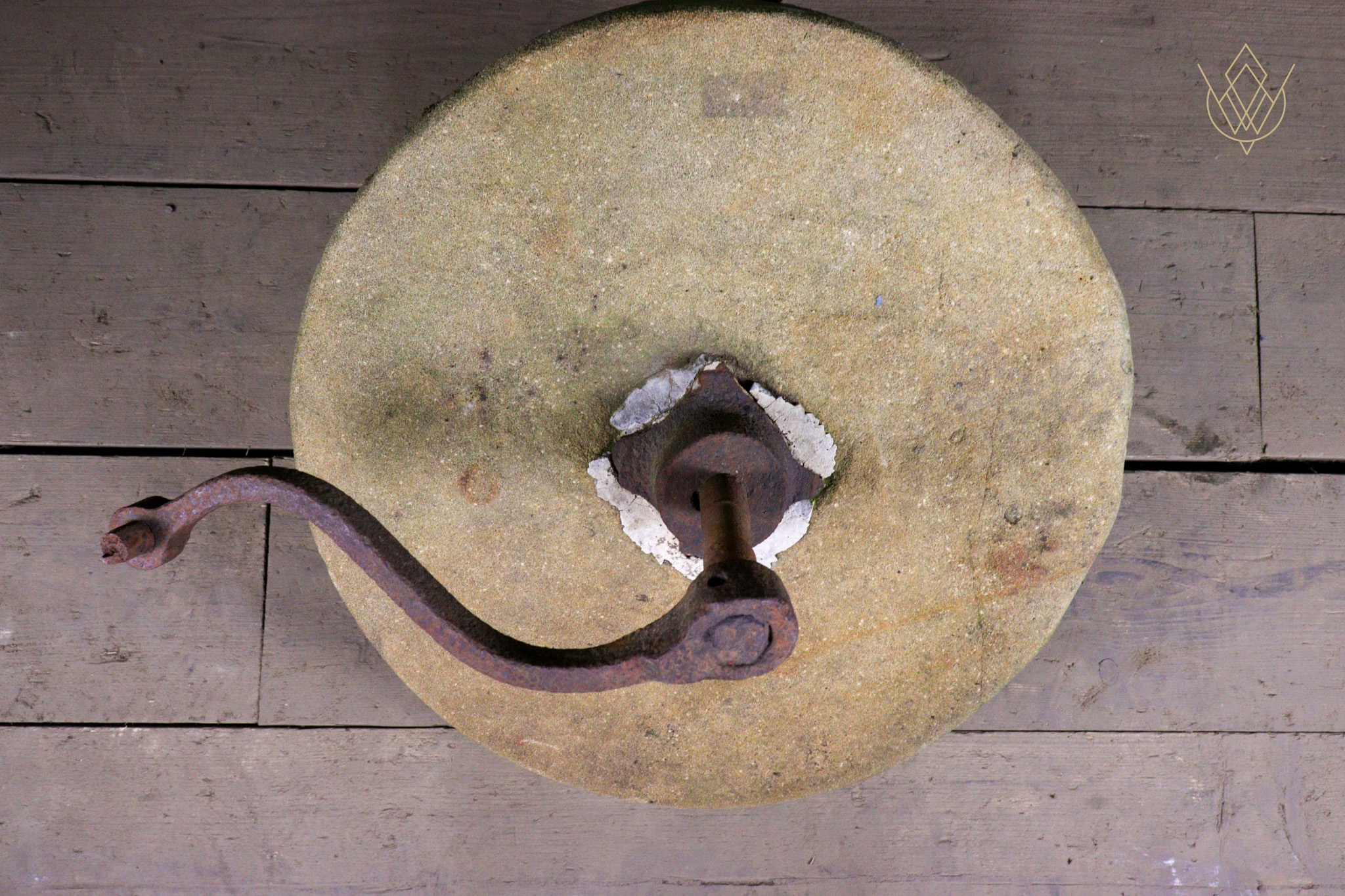 19th Century Millstone Wheel with Wrought Iron Handle - WM12523 - Image 2
