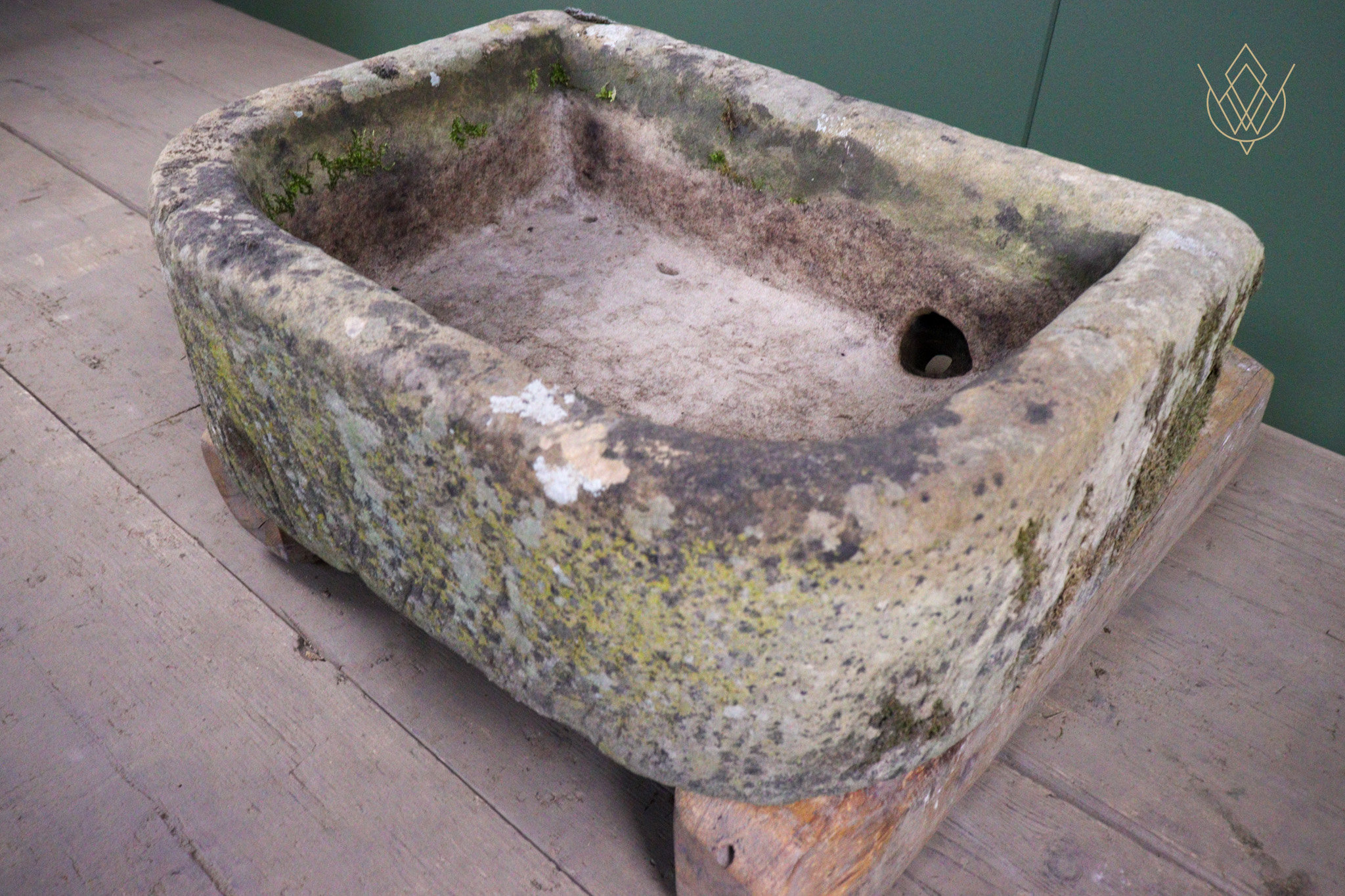 18th Century Sandstone D Shape Pump Stone Trough - WM12525