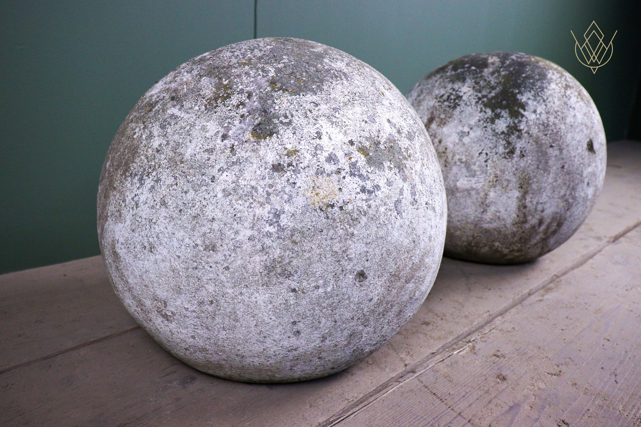 Pair of 19th Century 12" Sandstone Balls/Finials - WM12530 - Image 5