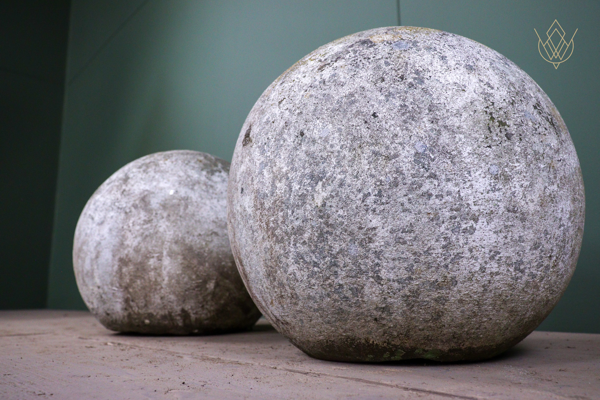 Pair of 19th Century 12" Sandstone Balls/Finials - WM12530 - Image 2