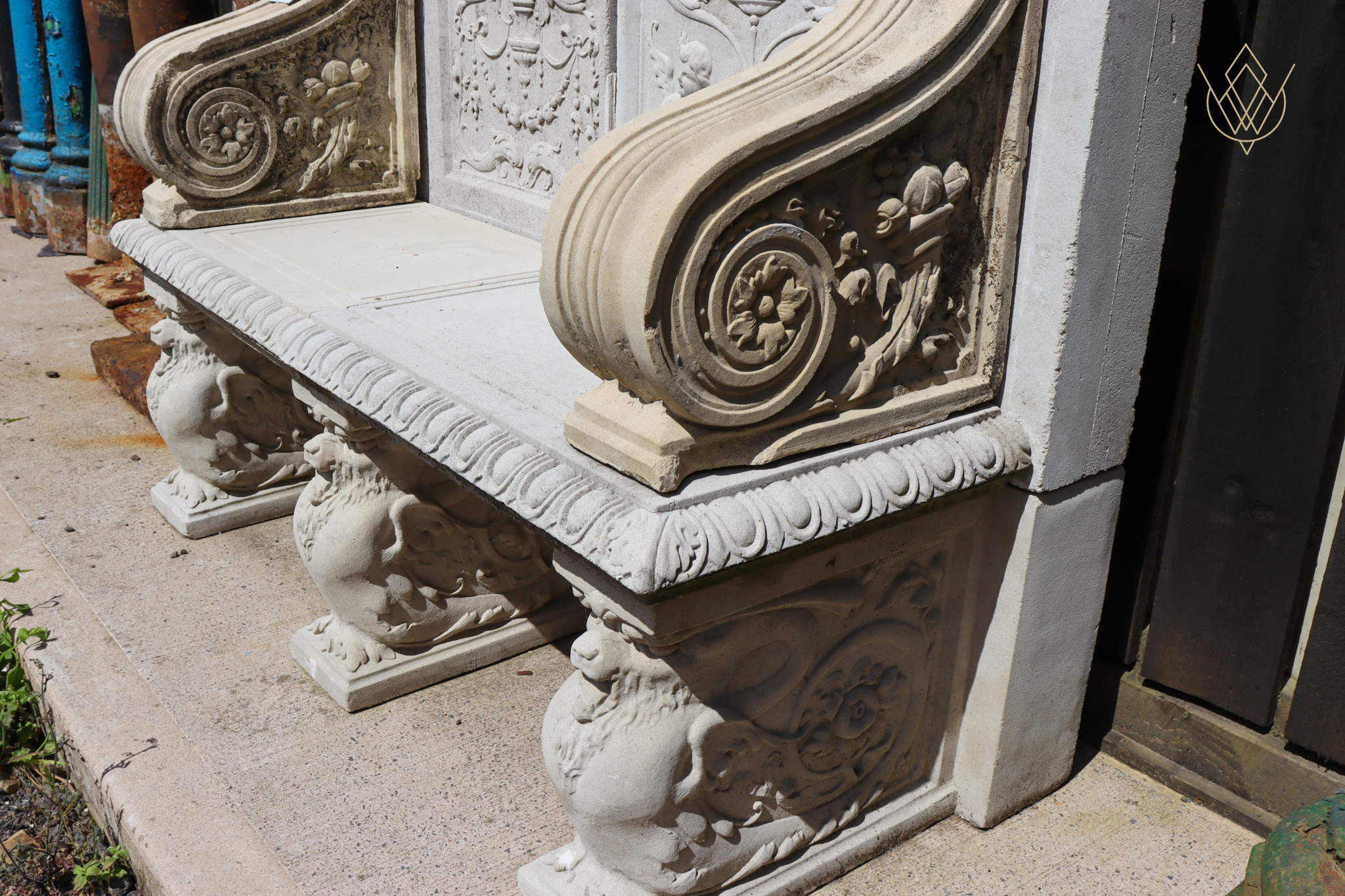 Ornate Composition Stone Bench - WM12535 - Image 8