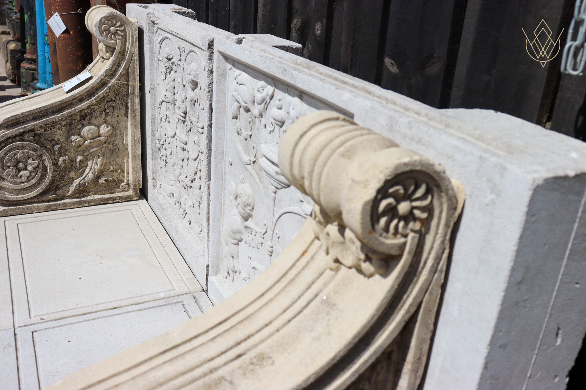 Ornate Composition Stone Bench - WM12535 - Image 5