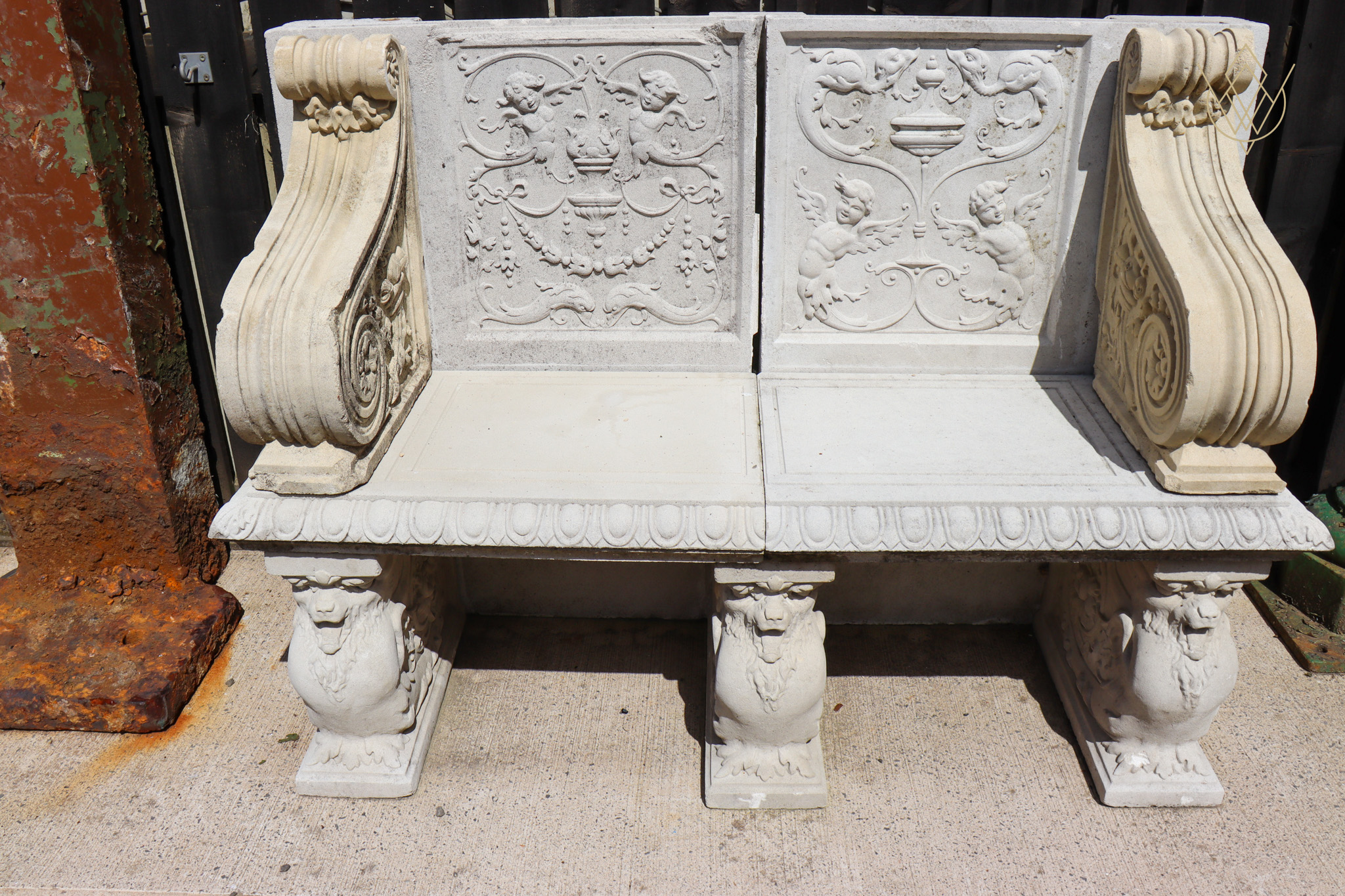 Ornate Composition Stone Bench - WM12535 - Image 15