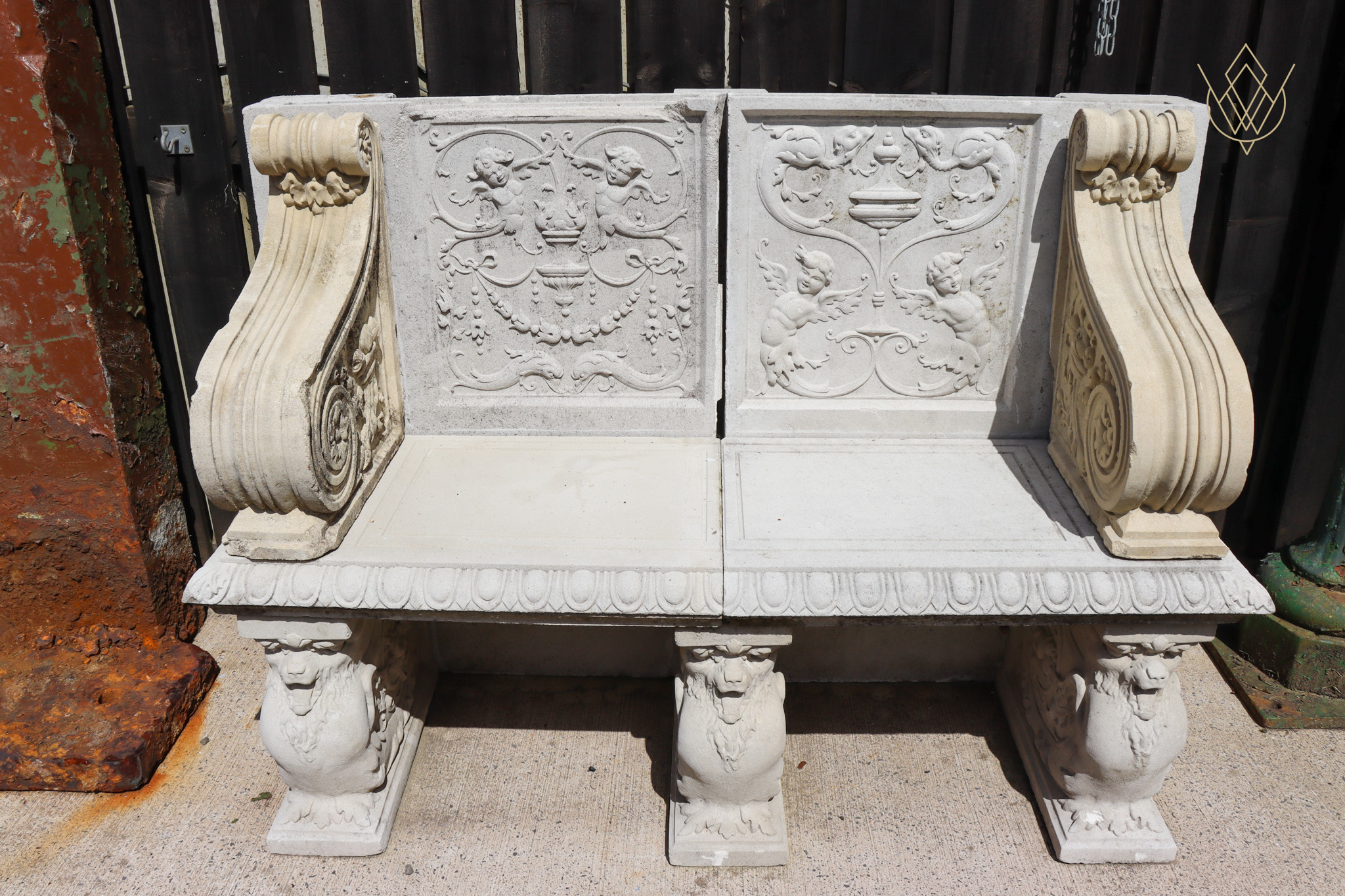 Ornate Composition Stone Bench - WM12535 - Image 14