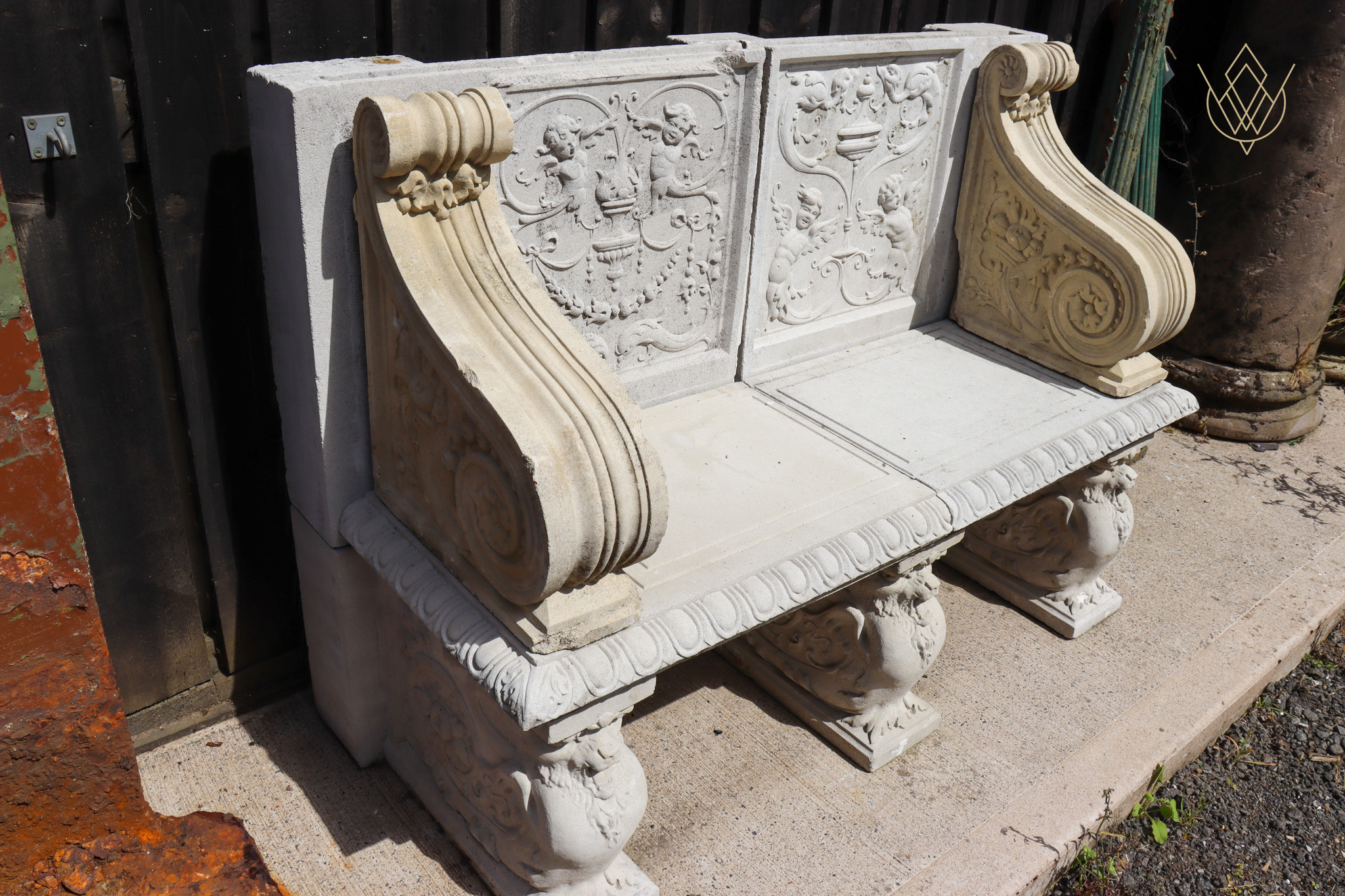 Ornate Composition Stone Bench - WM12535 - Image 13