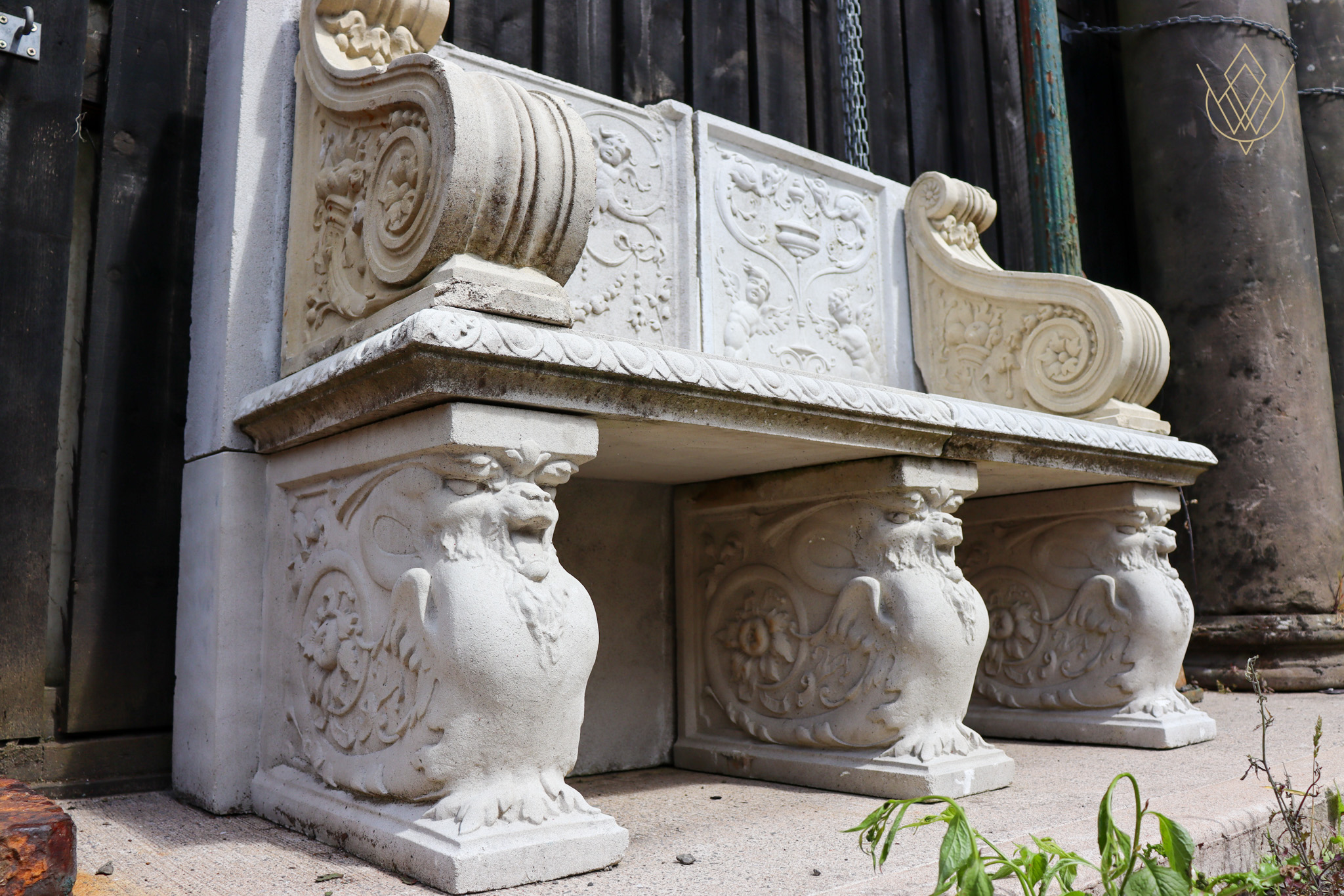 Ornate Composition Stone Bench - WM12535 - Image 12