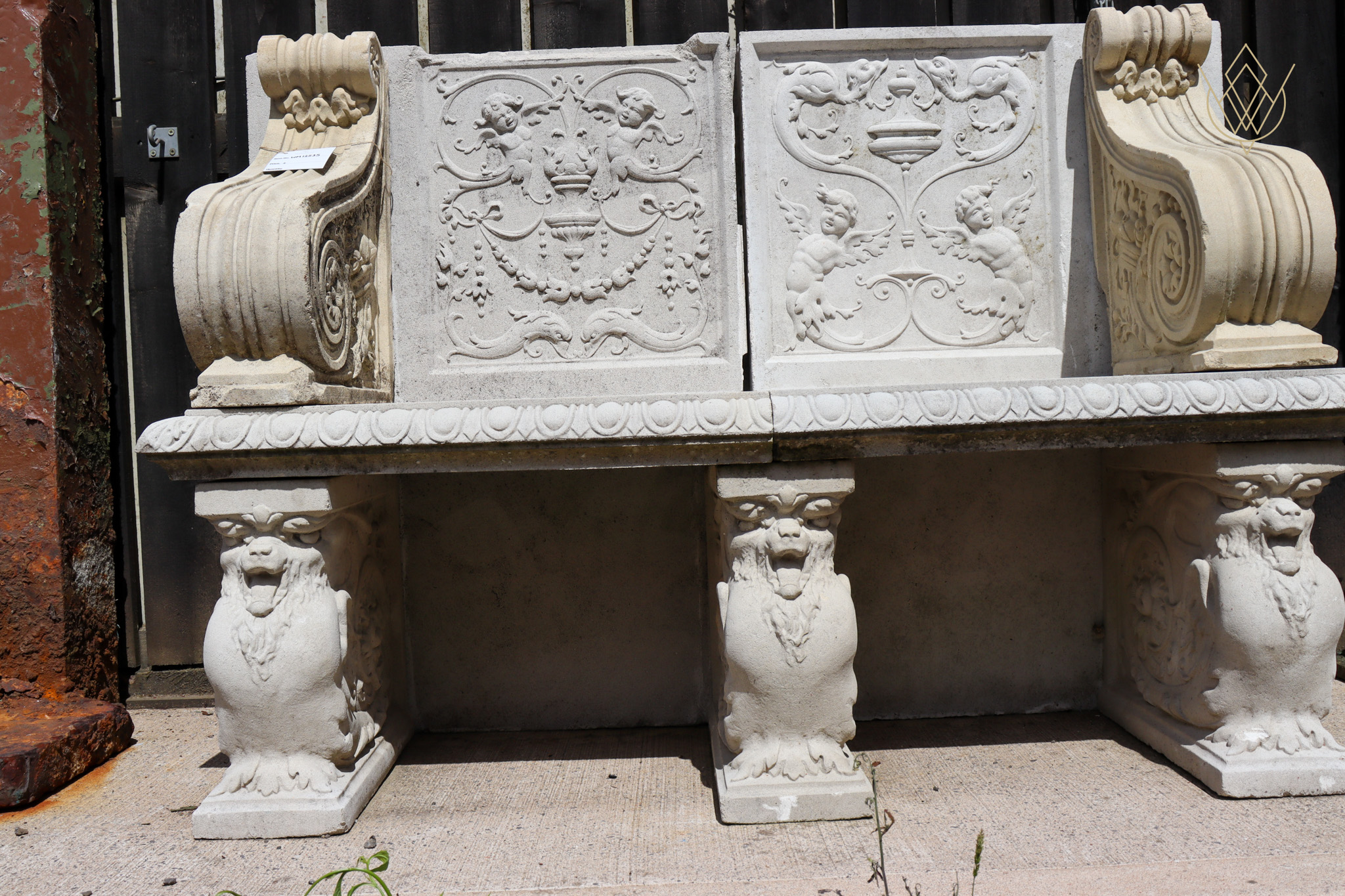 Ornate Composition Stone Bench - WM12535 - Image 10