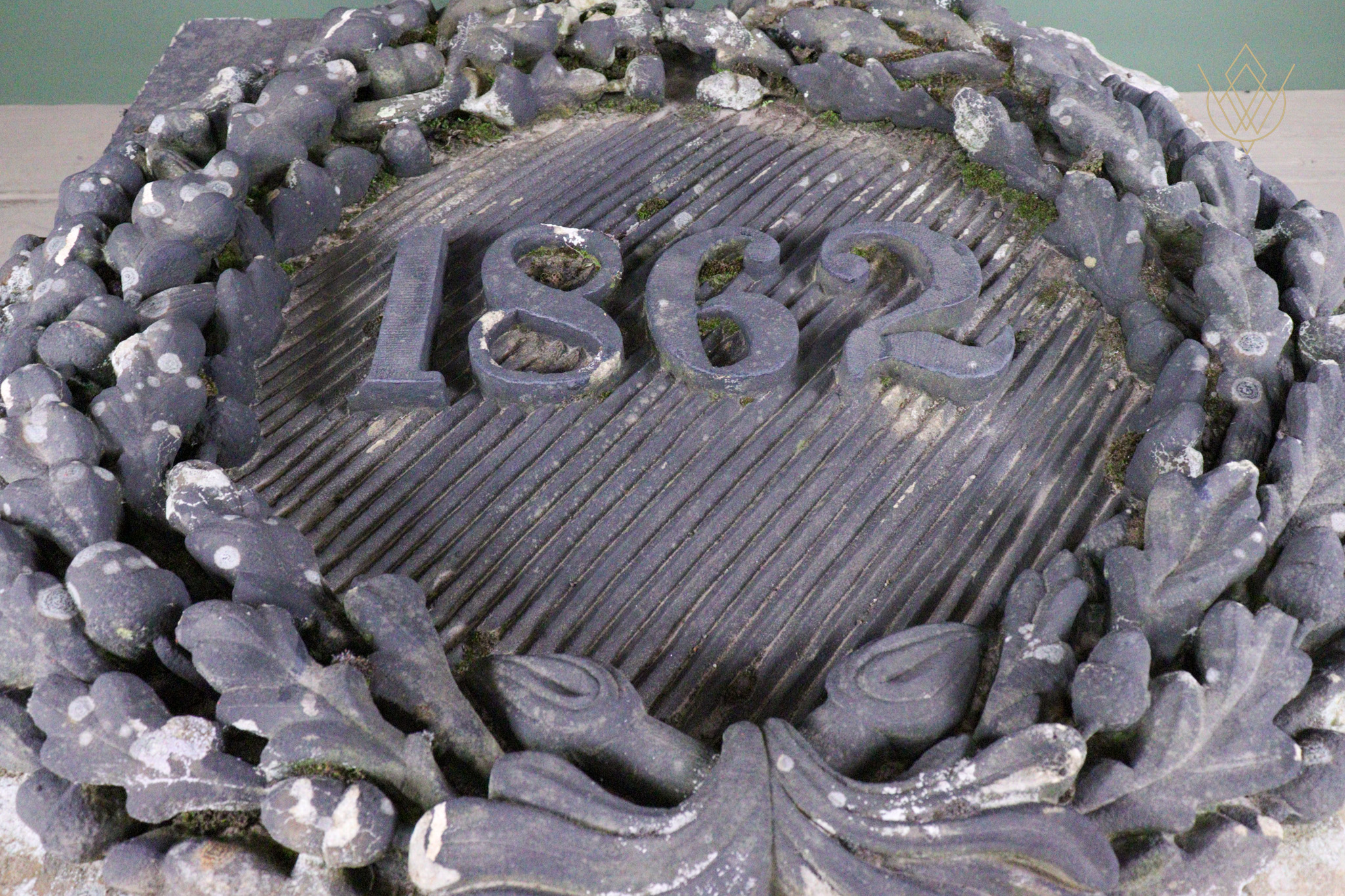 Extremely Ornate 19th Century Large Sandstone Date Stone - WM12542 - Image 2