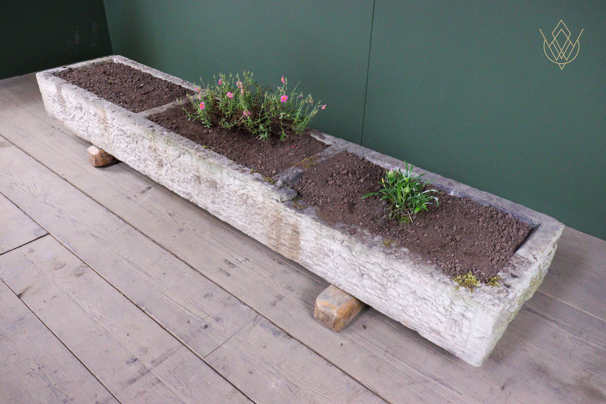 Large 18th Century Triple Section Sandstone Pig Trough/Stone Planter - WM12544