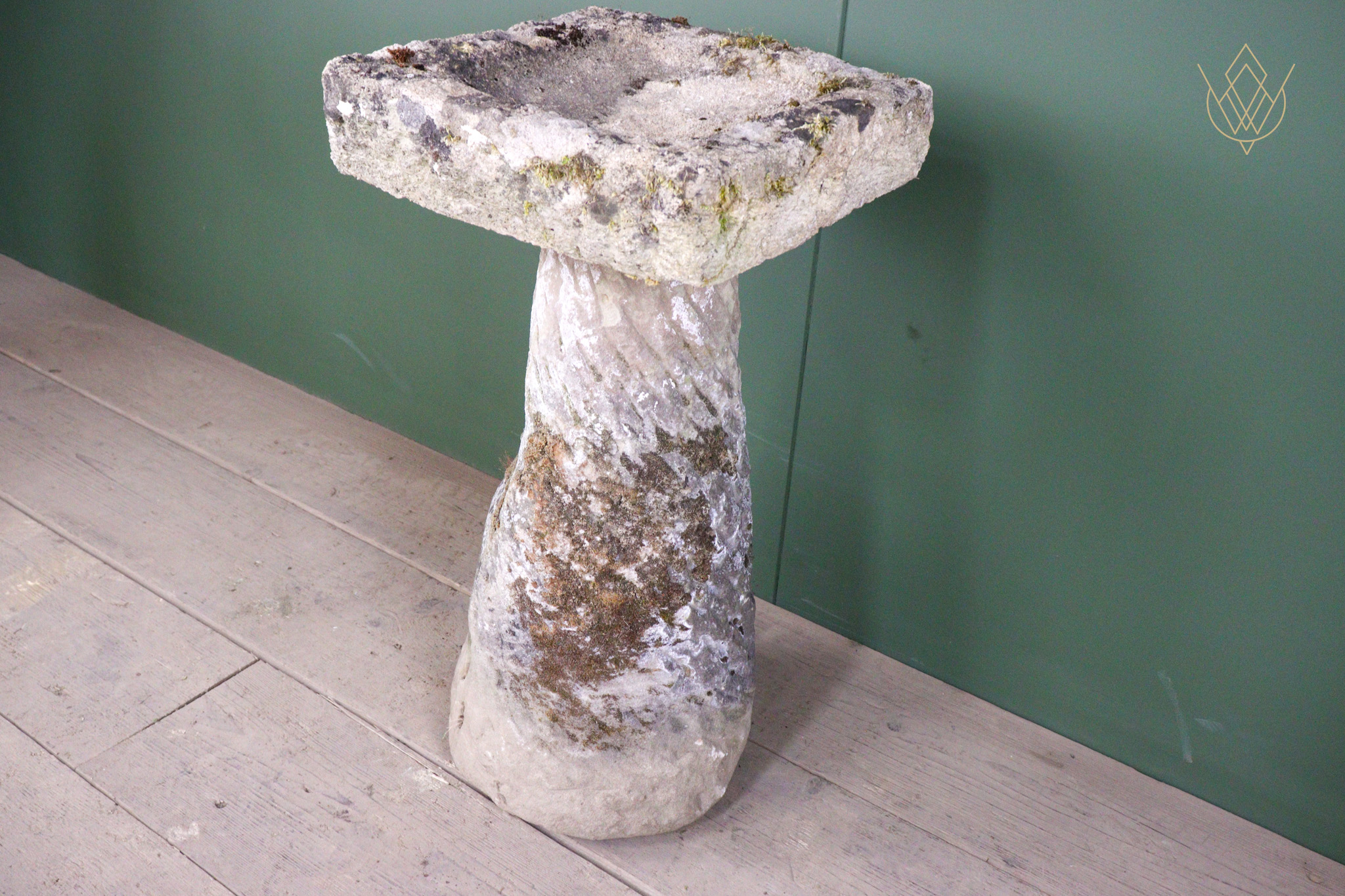 19th Century Stone Carved Bird Bath & Plinth - WM12565
