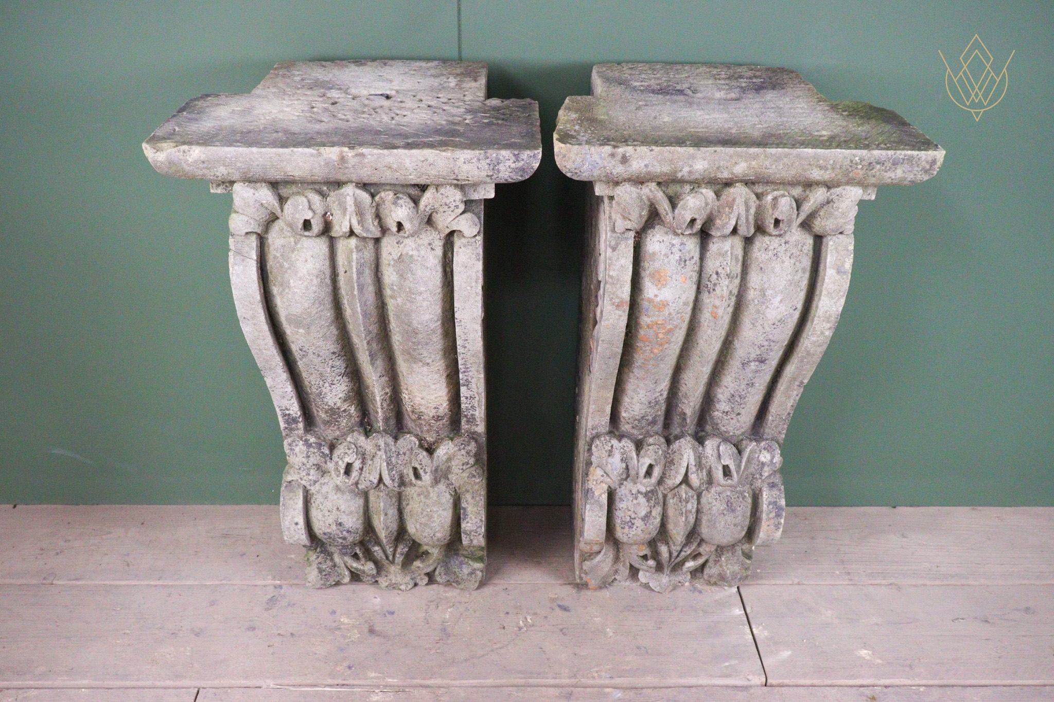 Large Pair of Ornate Victorian Carved Stone Sandstone Corbels - WM12566 - Image 3