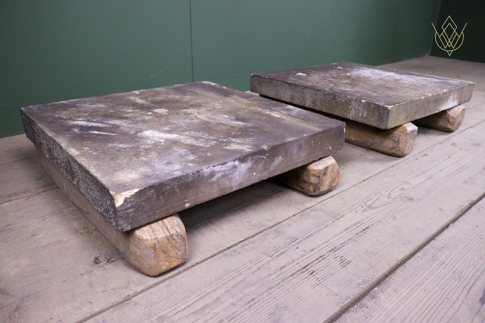 22" x 22" Sandstone 19th Century Stone Pier Caps - WM12521