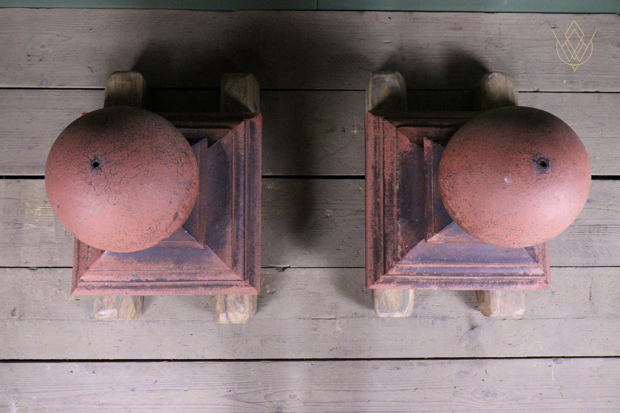Pair of Victorian Ball Top Red Terracotta Pier Caps - WM12582 - Image 7