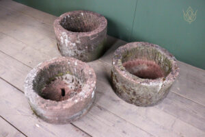Trio of Red Sandstone Round Stone Troughs - WM12610