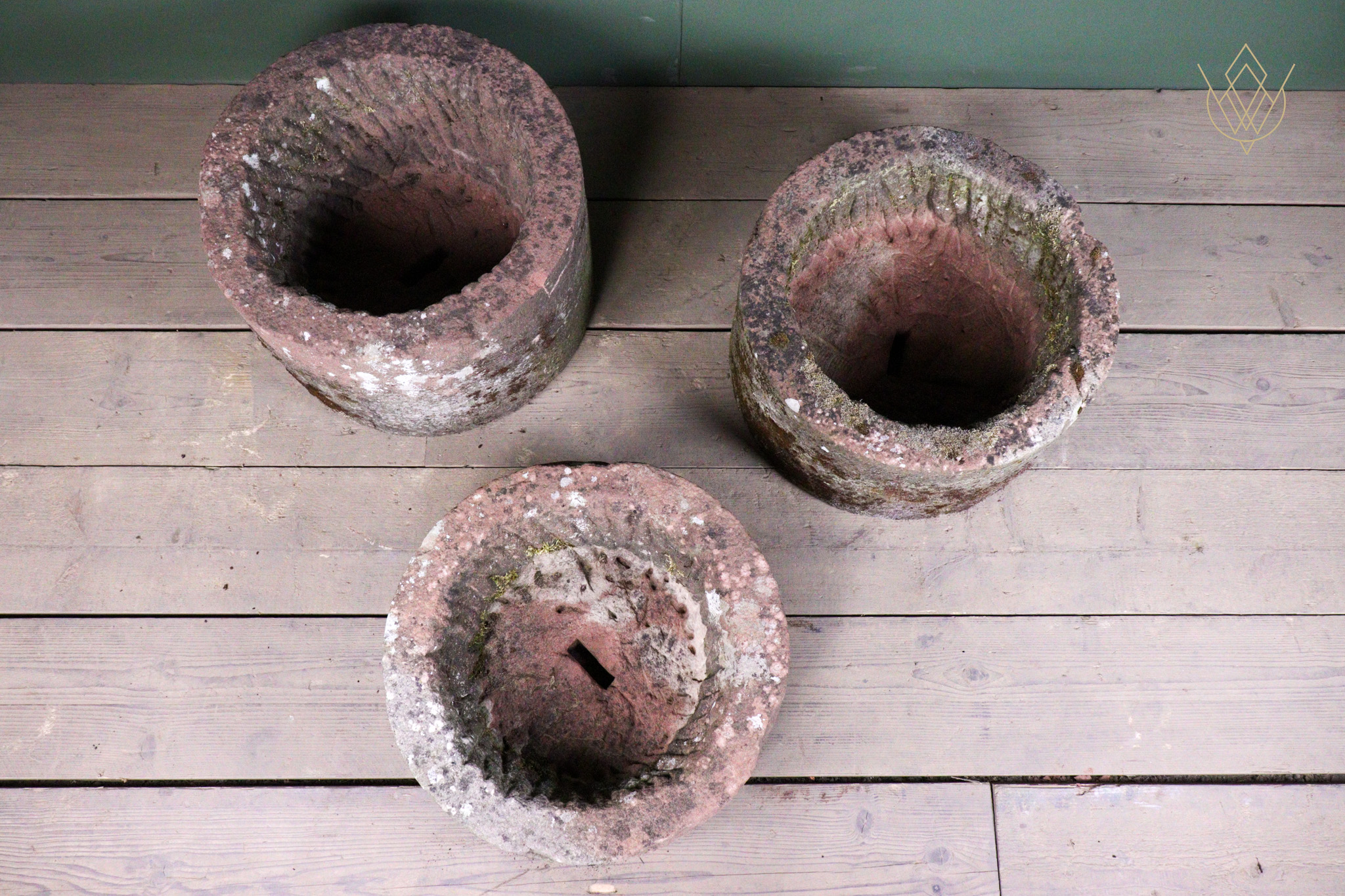 Trio of Red Sandstone Round Stone Troughs - WM12610 - Image 10