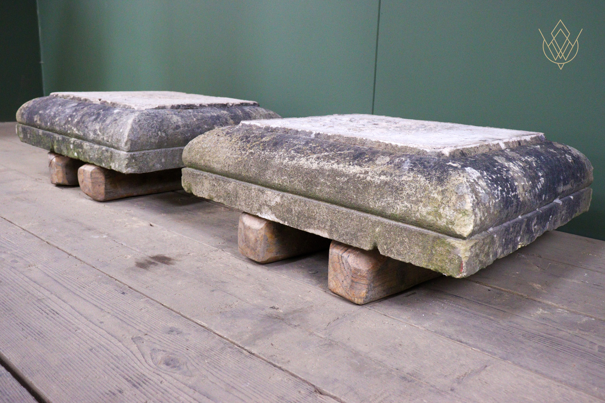 Pair of 19th Century Sandstone Plinths/Stone Pier Caps - WM12633