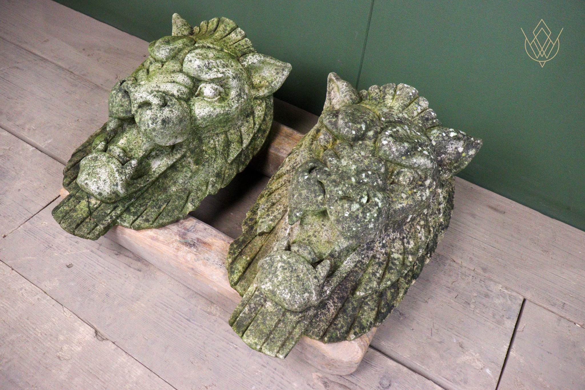 Pair of Composition Stone Lions Heads - WM12639 - Image 7