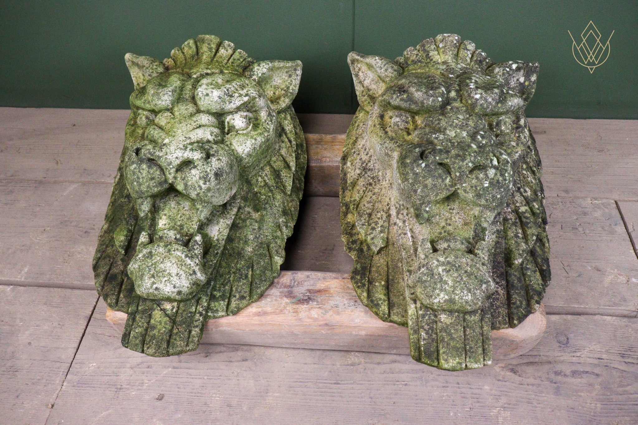 Pair of Composition Stone Lions Heads - WM12639 - Image 6