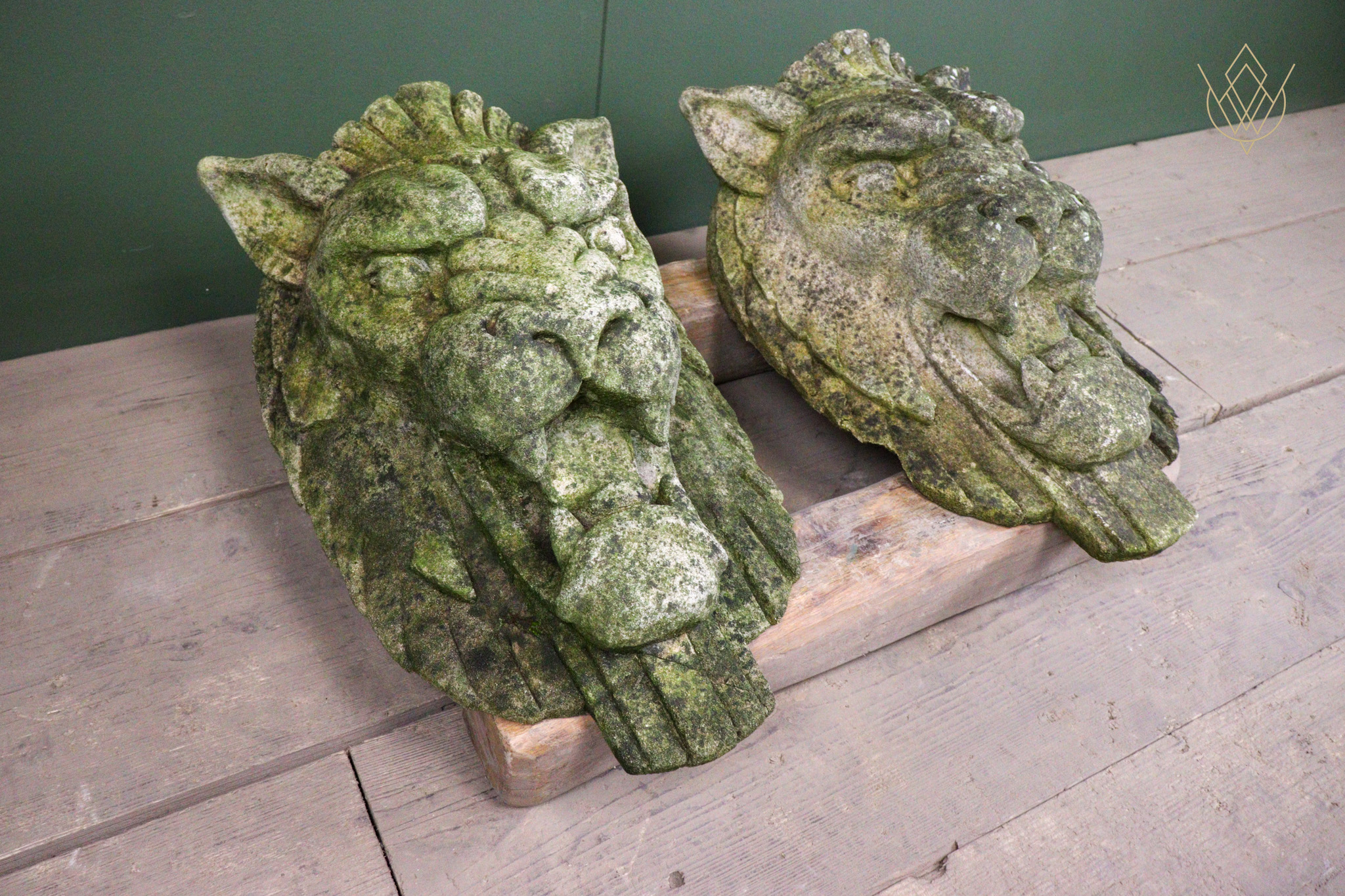 Pair of Composition Stone Lions Heads - WM12639 - Image 5