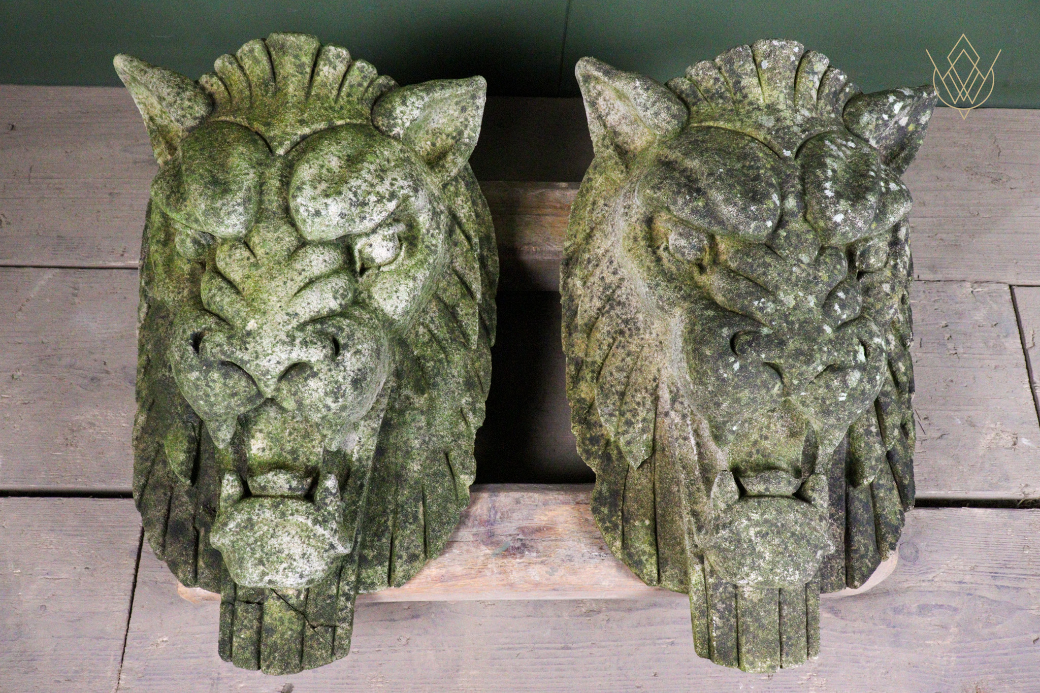Pair of Composition Stone Lions Heads - WM12639 - Image 4
