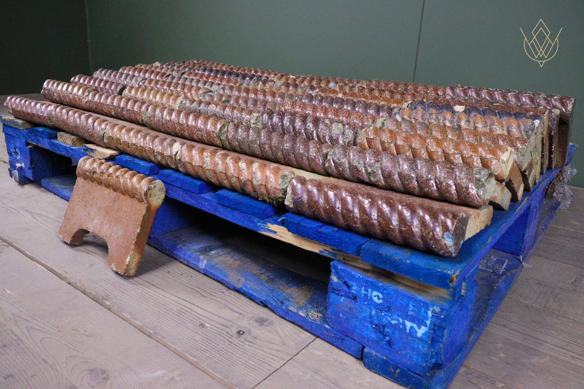 51x Victorian Salt Glazed Terracotta Rope Edgings - WM12642