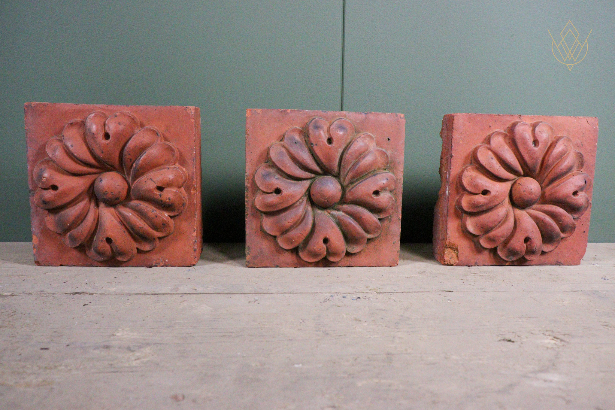Set of 3 Decorative Victorian Red Terracotta Inserts/Plaques - WM12644 - Image 3