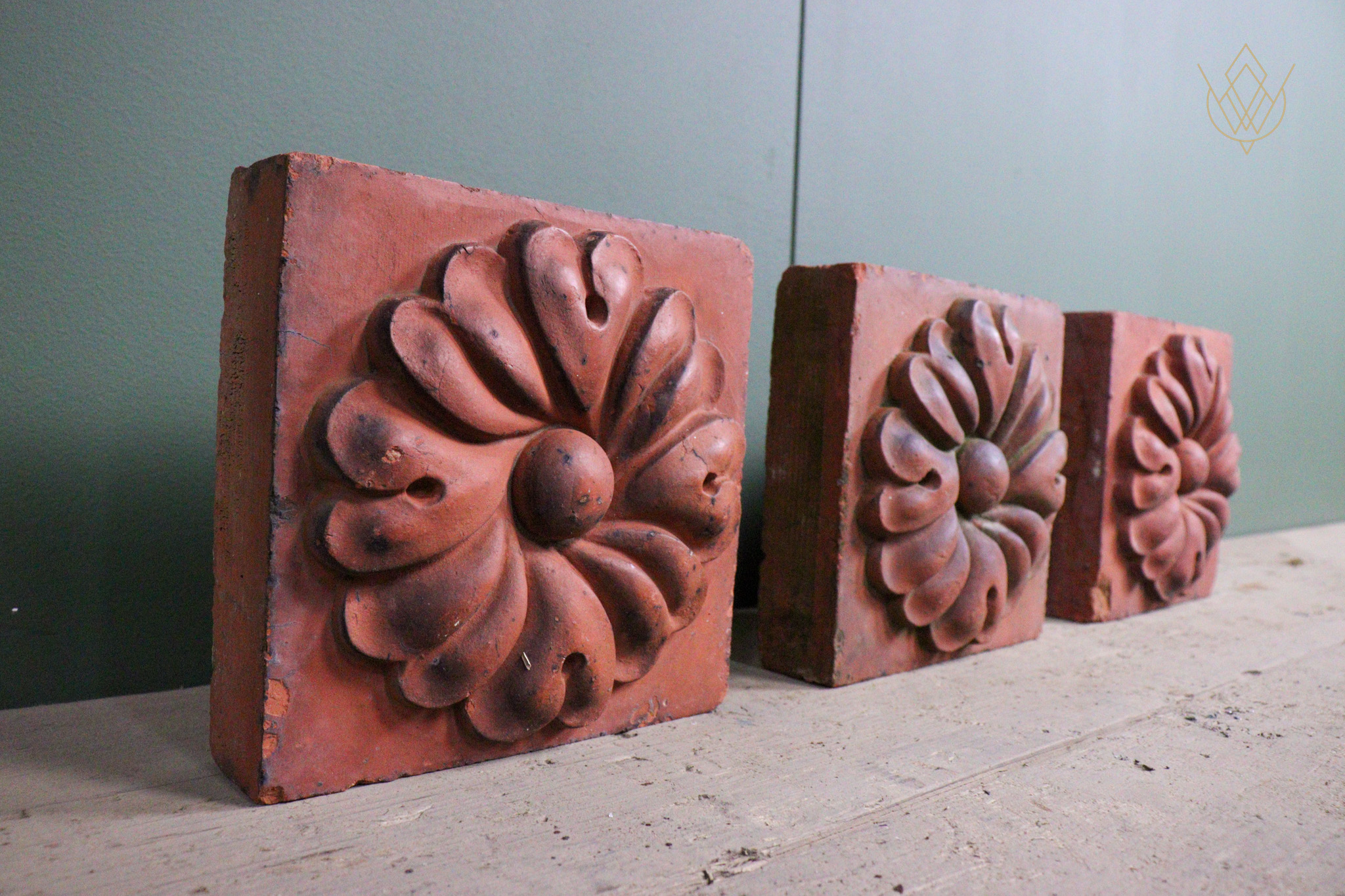 Set of 3 Decorative Victorian Red Terracotta Inserts/Plaques - WM12644 - Image 2