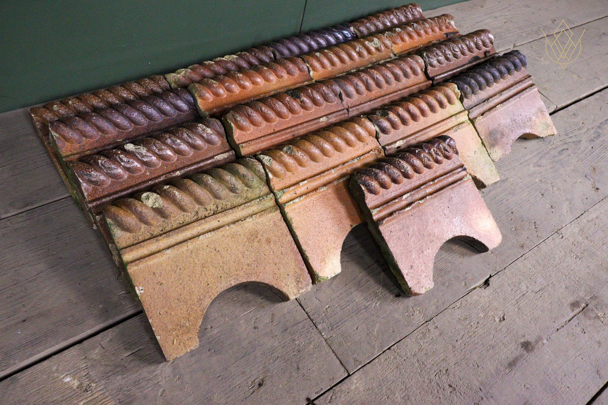 17x Victorian Salt Glazed Terracotta Rope Edgings - WM12654
