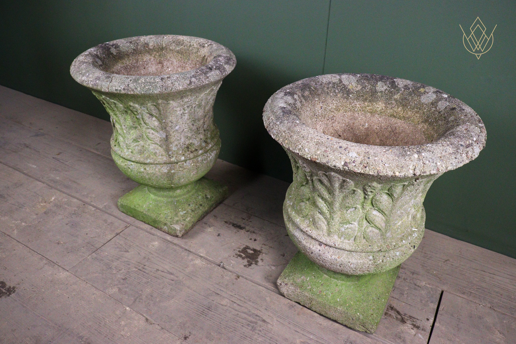 Pair of Weathered Composition Stone Urns - WM12658 - Image 9