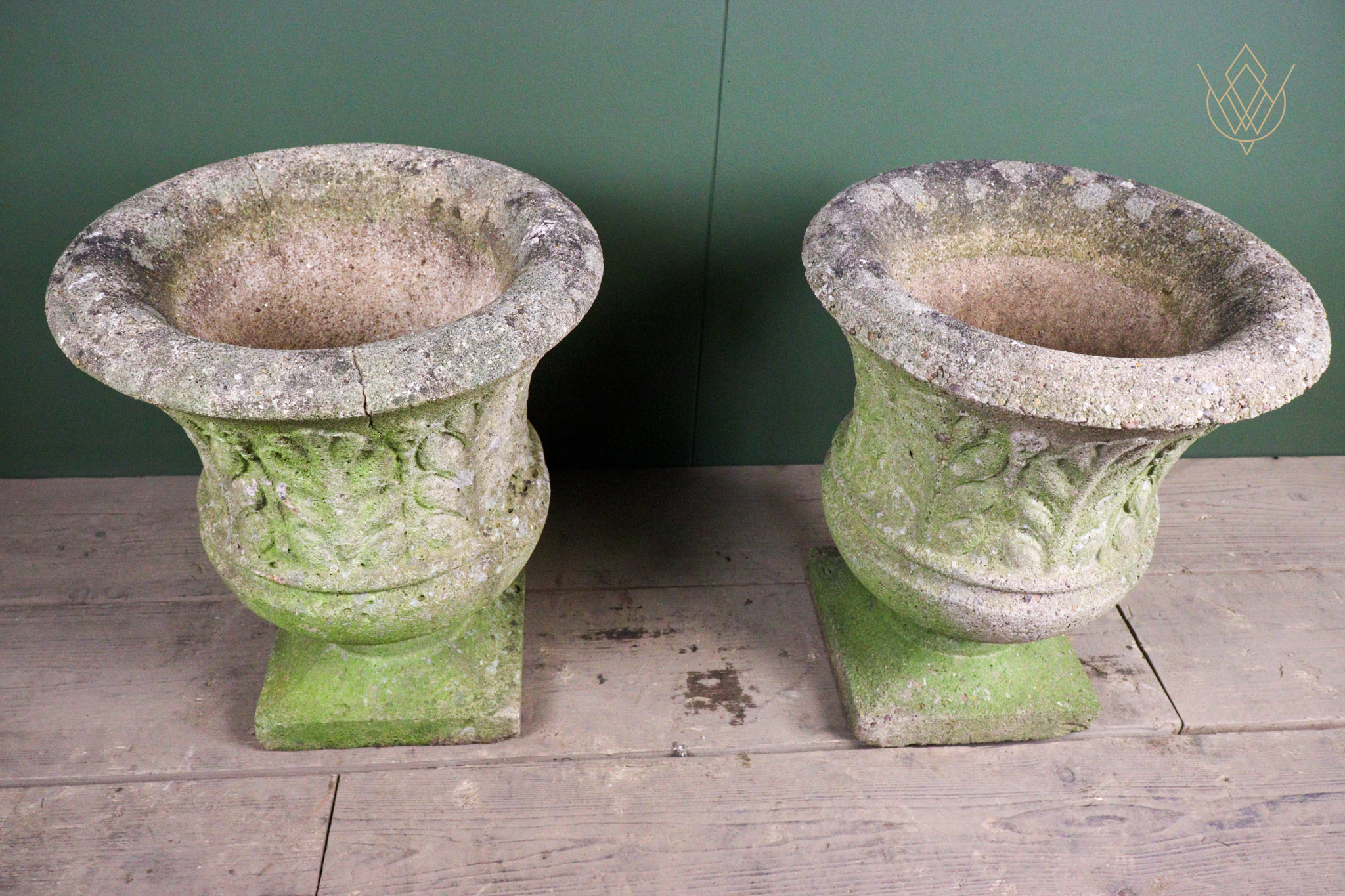 Pair of Weathered Composition Stone Urns - WM12658 - Image 8