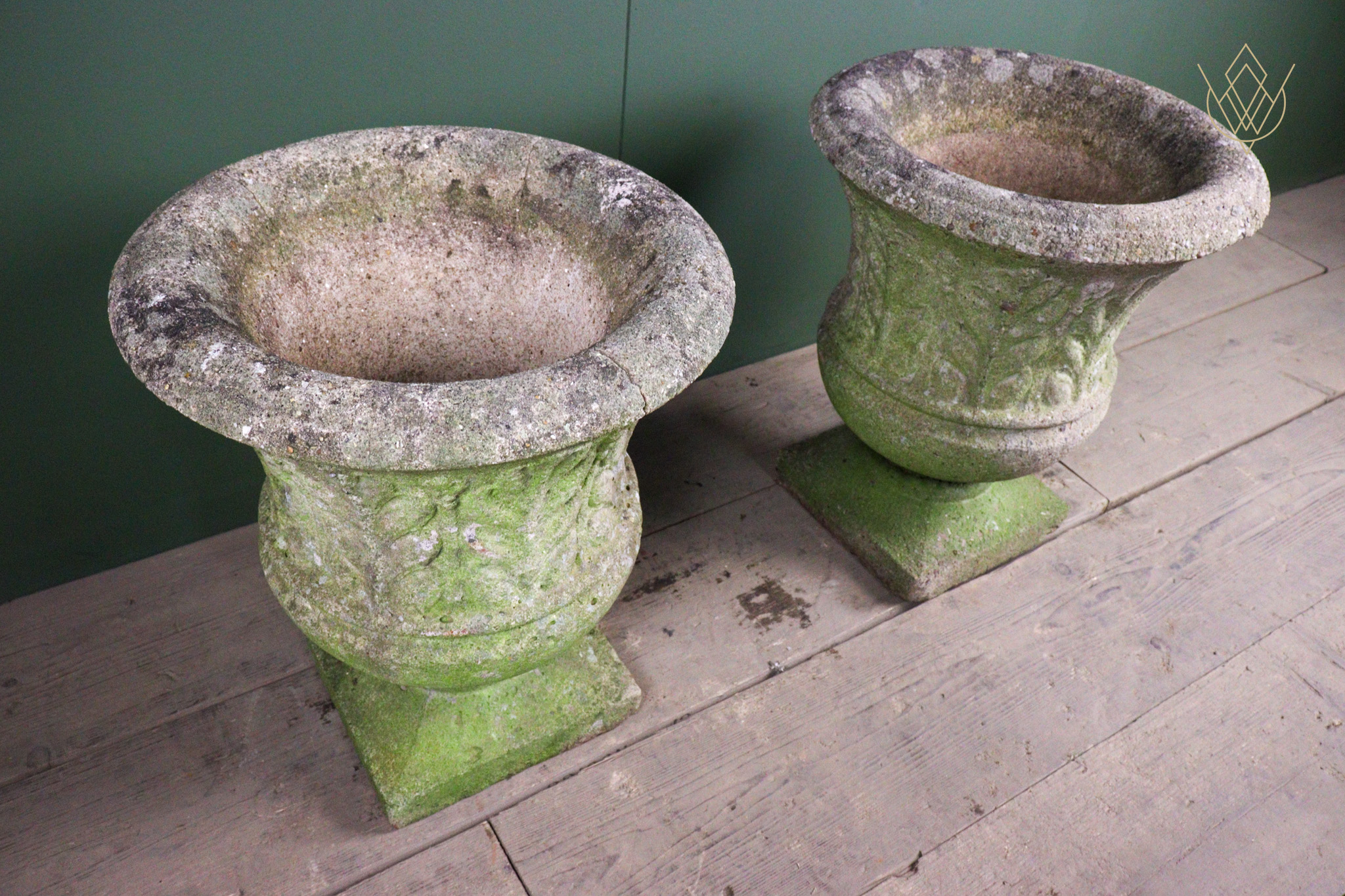 Pair of Weathered Composition Stone Urns - WM12658 - Image 7