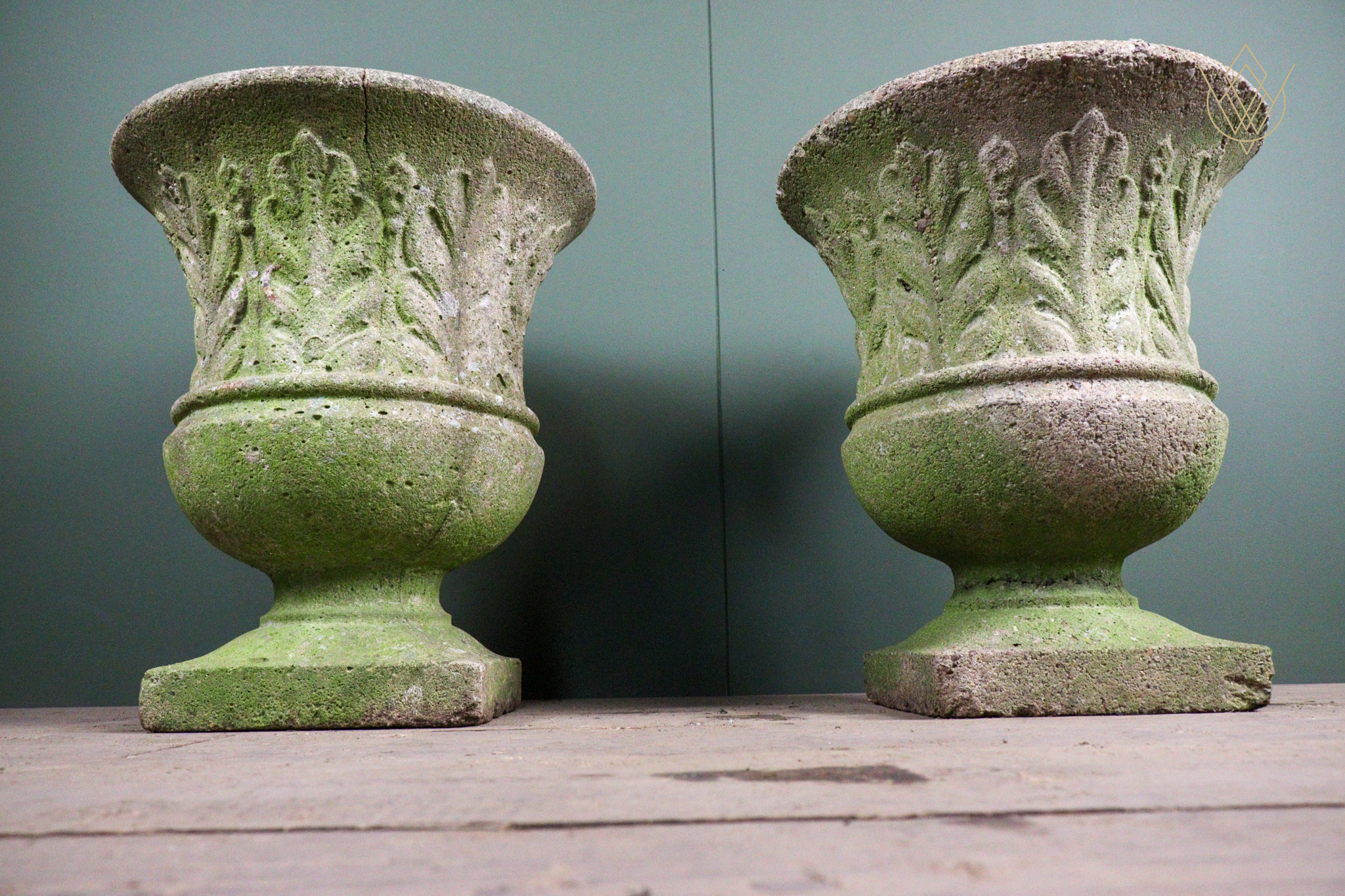 Pair of Weathered Composition Stone Urns - WM12658 - Image 3