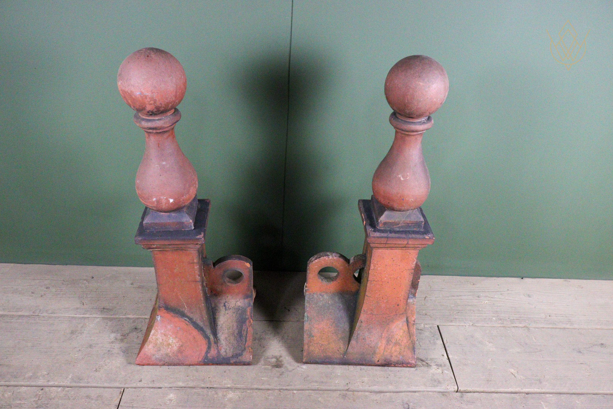Pair of Decorative Victorian Red Terracotta Ridge Finial - WM12663 - Image 7