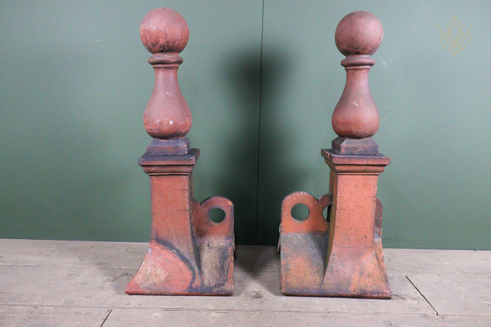 Pair of Decorative Victorian Red Terracotta Ridge Finial - WM12663 - Image 4