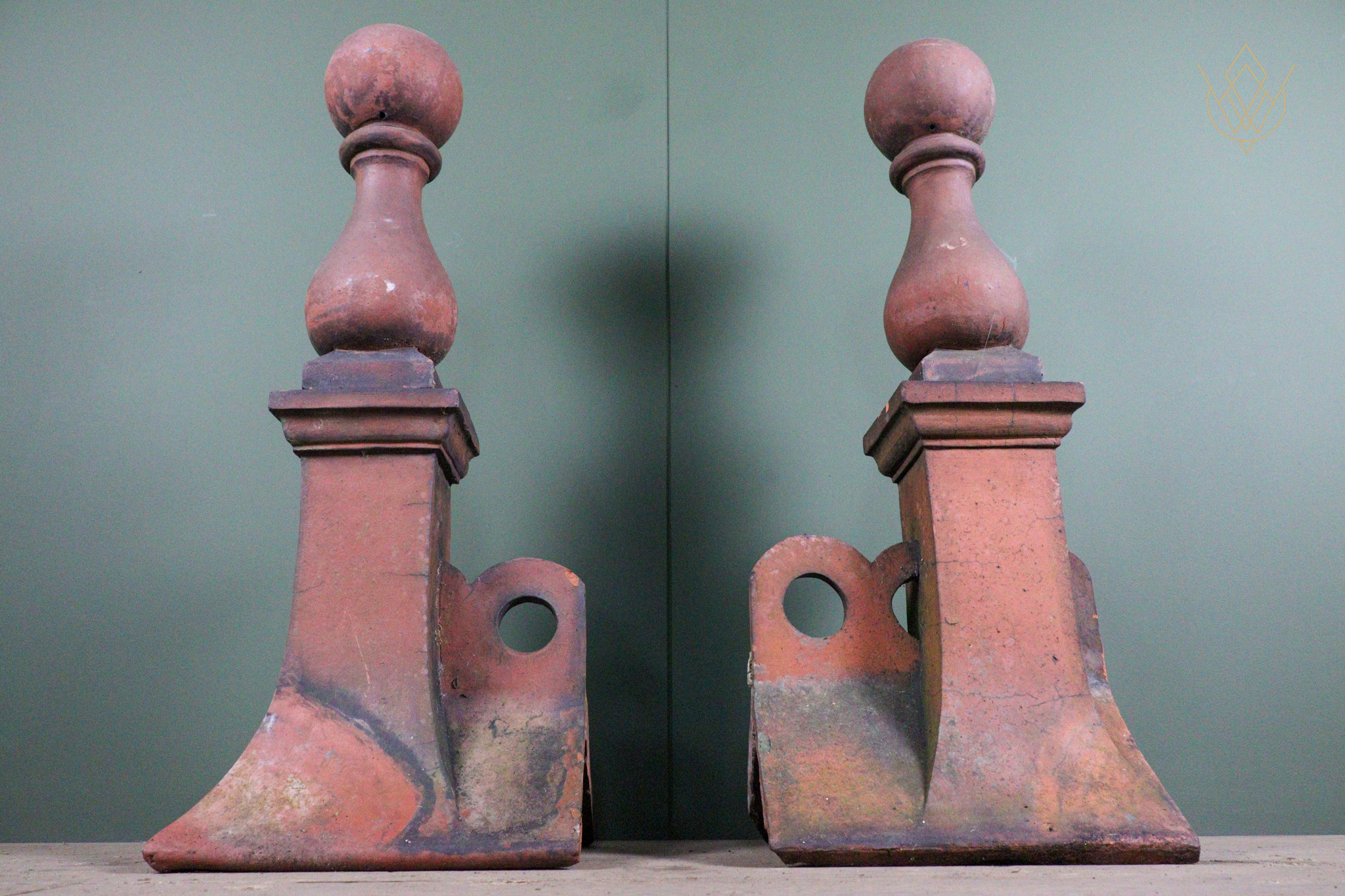 Pair of Decorative Victorian Red Terracotta Ridge Finial - WM12663 - Image 3