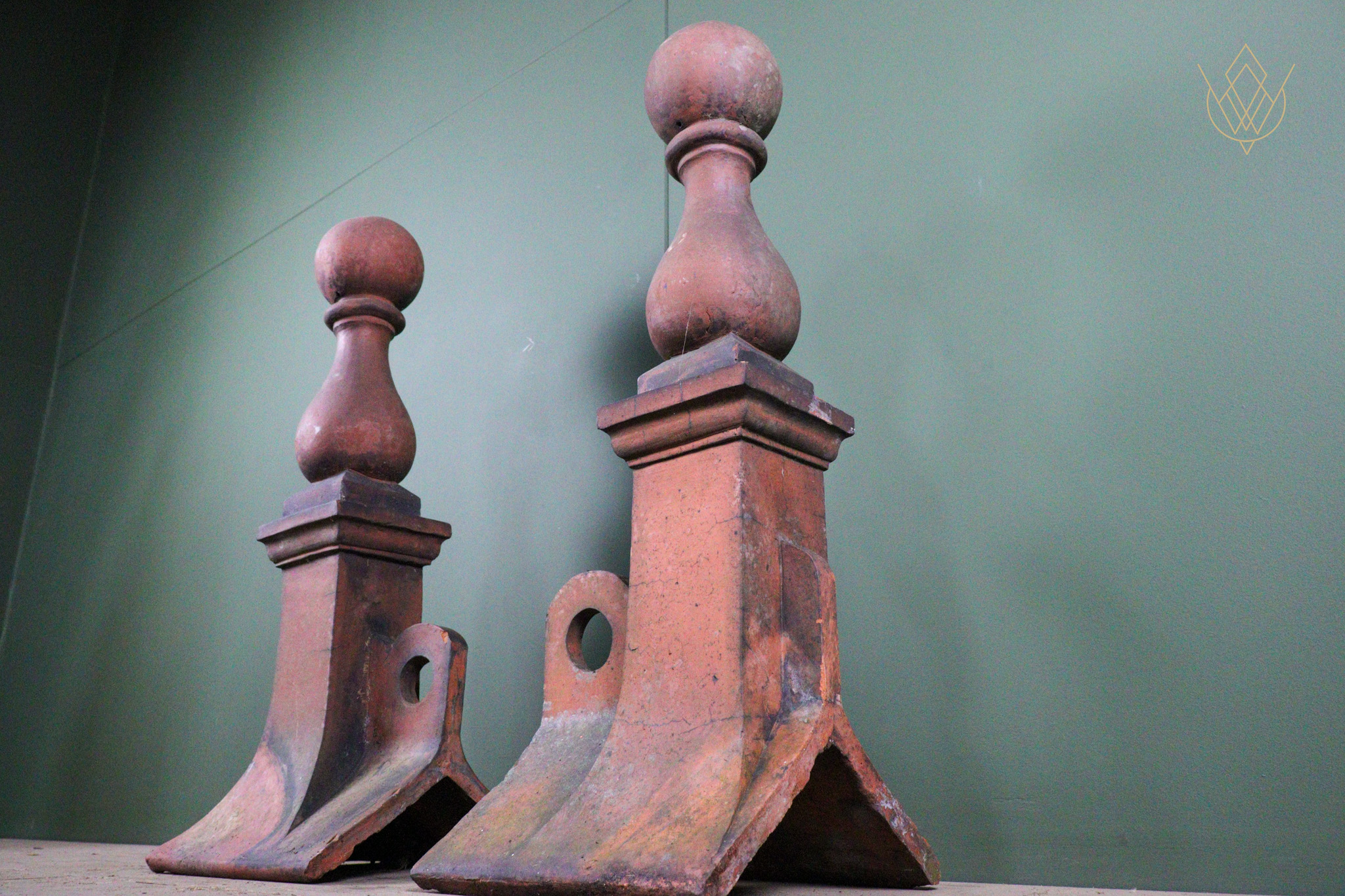 Pair of Decorative Victorian Red Terracotta Ridge Finial - WM12663 - Image 2