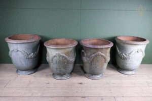 Set of Four 'ER' set 1876 Glazed Garden Pots/Urns - WM12665