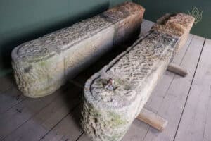Large Pair Round Top Gritstone Carved Stone Gateposts - WM12681
