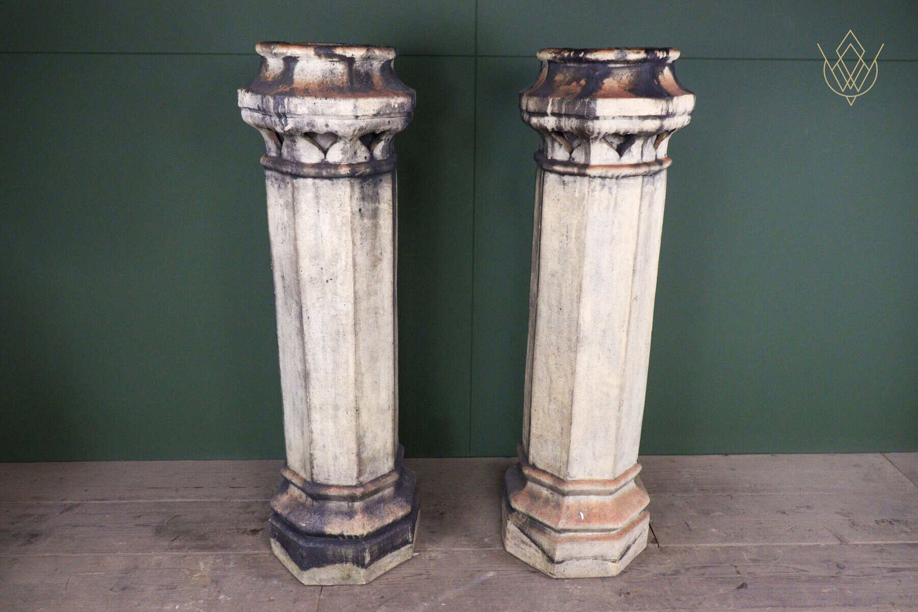Pair of Buff Terracotta Octagonal Heart Insert Chimney Pots - WM12689 - Image 3
