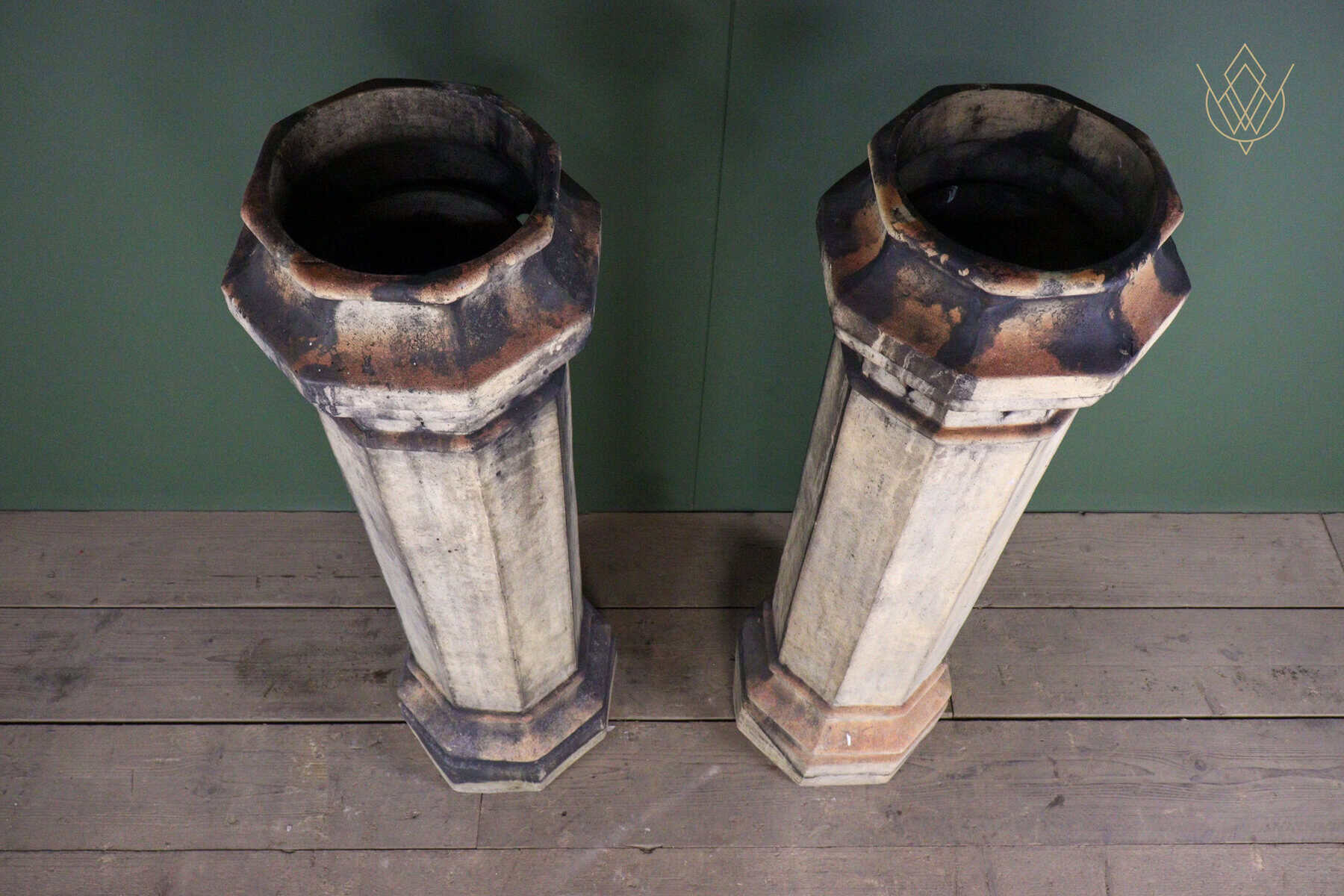 Pair of Buff Terracotta Octagonal Heart Insert Chimney Pots - WM12689 - Image 10