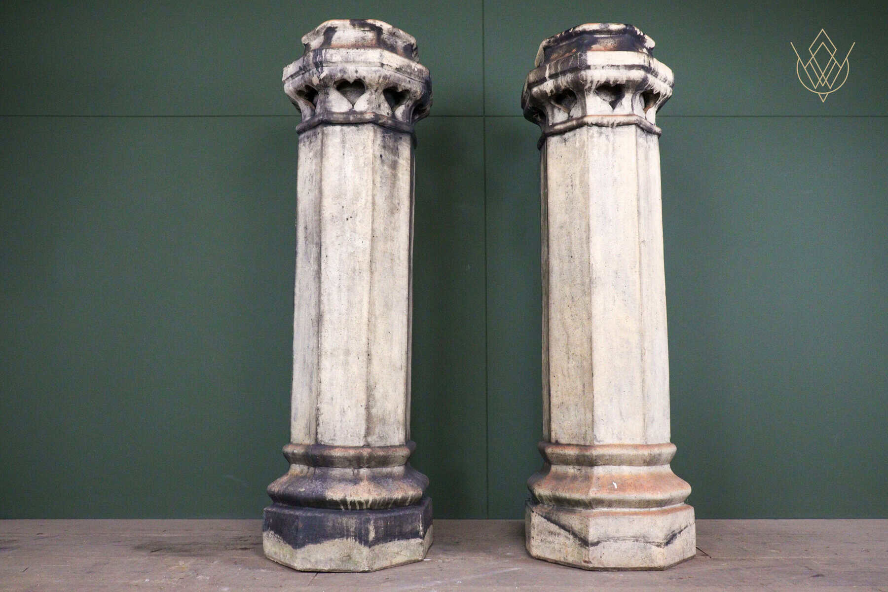 Pair of Buff Terracotta Octagonal Heart Insert Chimney Pots - WM12689 - Image 8