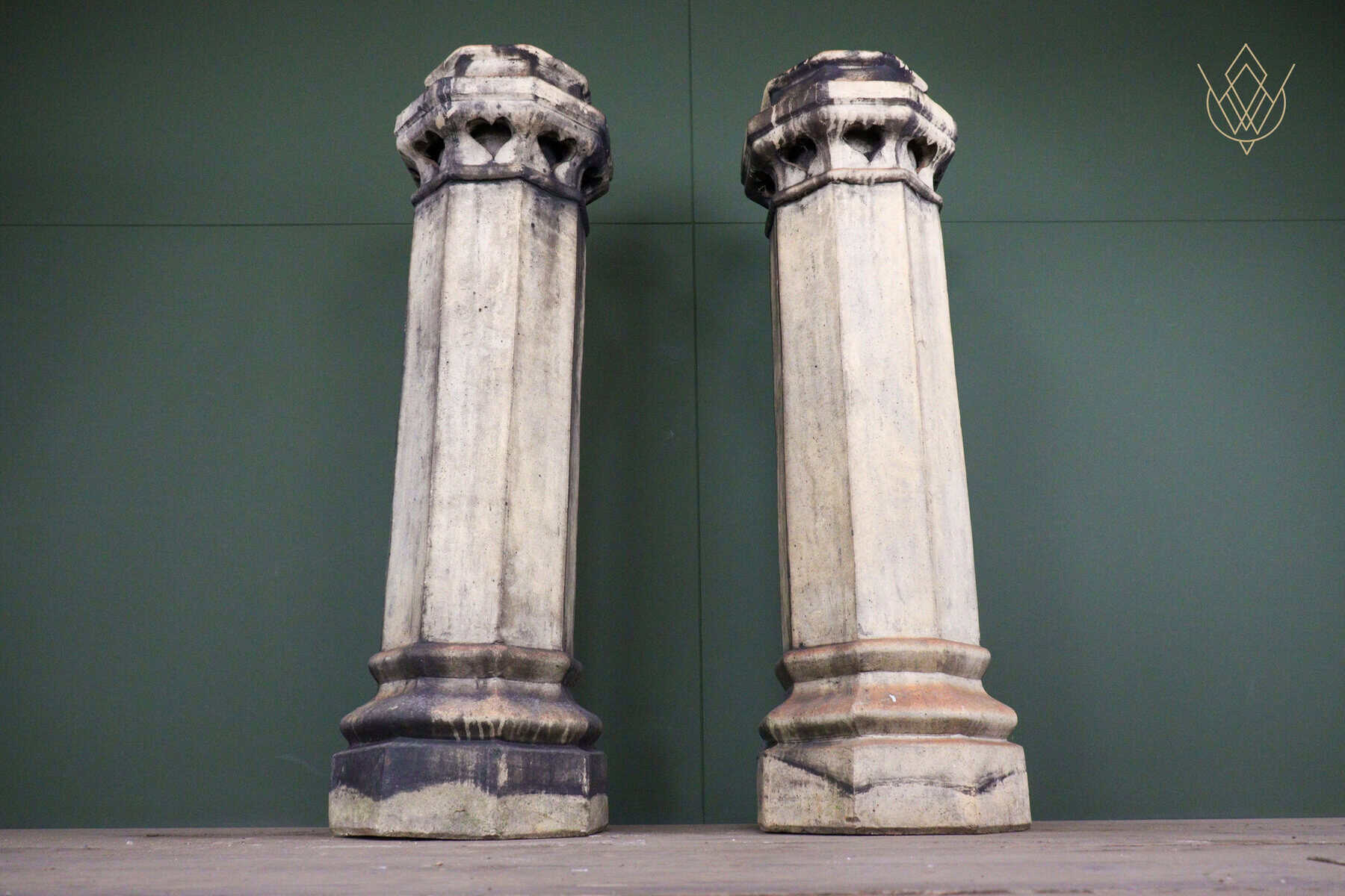 Pair of Buff Terracotta Octagonal Heart Insert Chimney Pots - WM12689 - Image 7