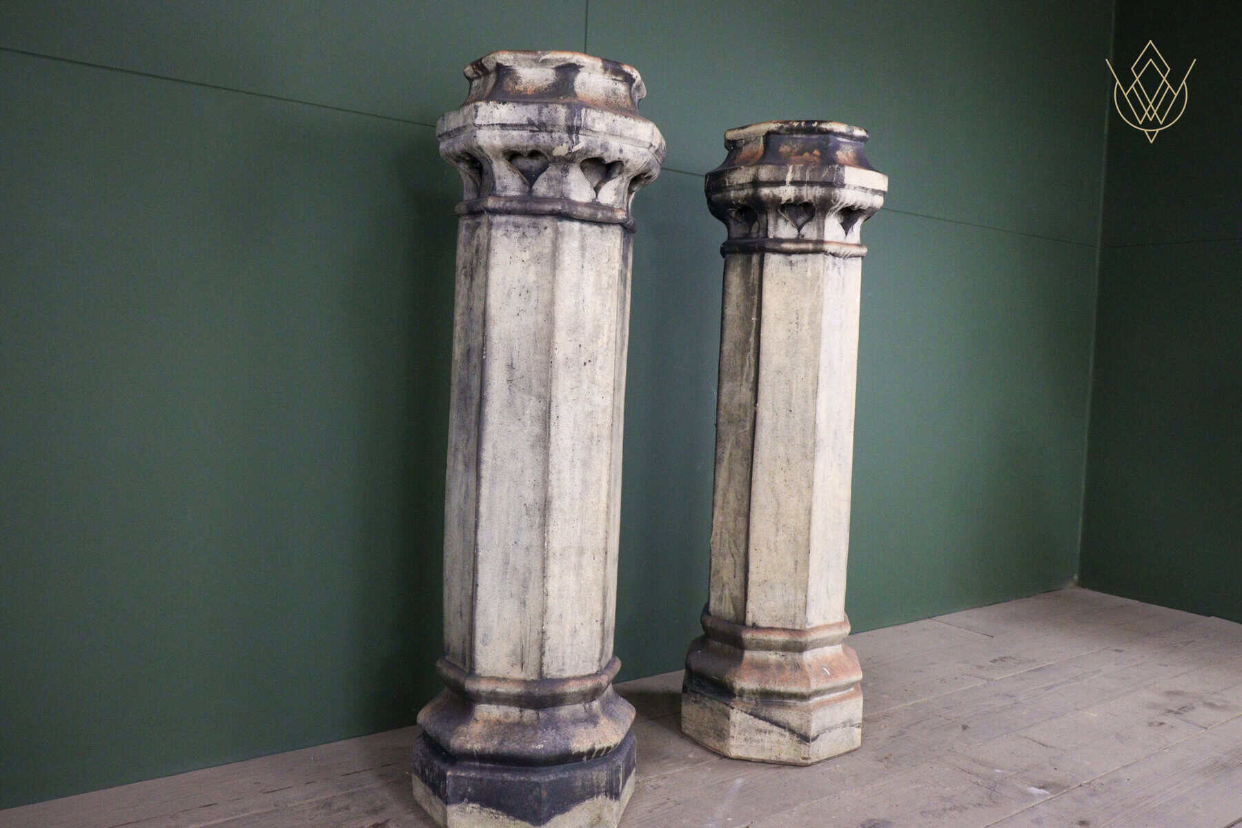 Pair of Buff Terracotta Octagonal Heart Insert Chimney Pots - WM12689 - Image 6